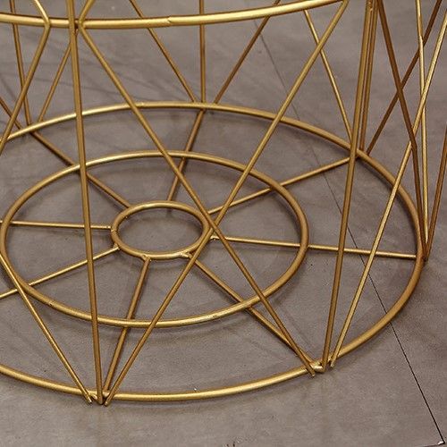 Masuta Masa de cafea Metalica / Noptiera / Cos Depozitare 44 x 32 x 39 cm, Metal Auriu Antichizat cu negru