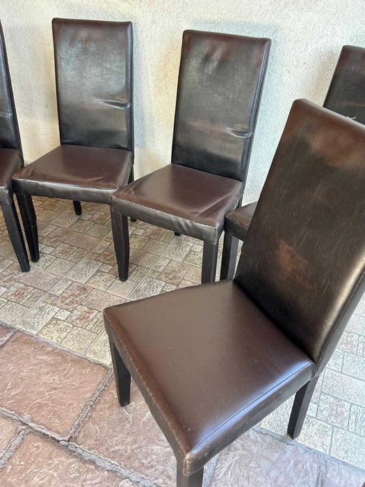 Scaun living/bucatarie lemn masiv + piele ecologica, bine întrețiinut