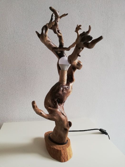 Лампа ръчна изработка/естествен материал/дървени лампи/настолна/