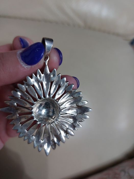 Pandant superb, masiv din argint 925 si marcasite