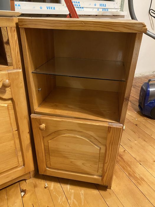 Масивен дървен шкаф / ТВ секция – запазен