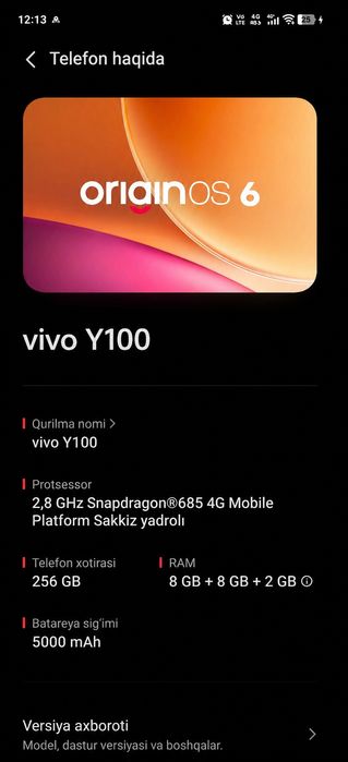 Vivo y100 sotiladi