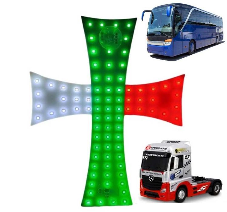 Светещ 84 LED диоден кръст за Kамион 12/24V - 3 цвята.