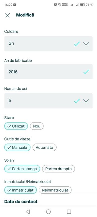 Vânzare autoturism