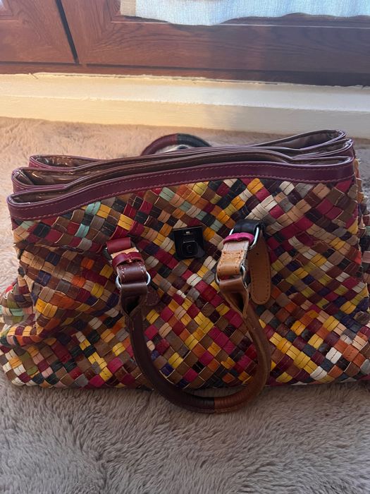 Geantă piele NATURALA multicolora MENHARD