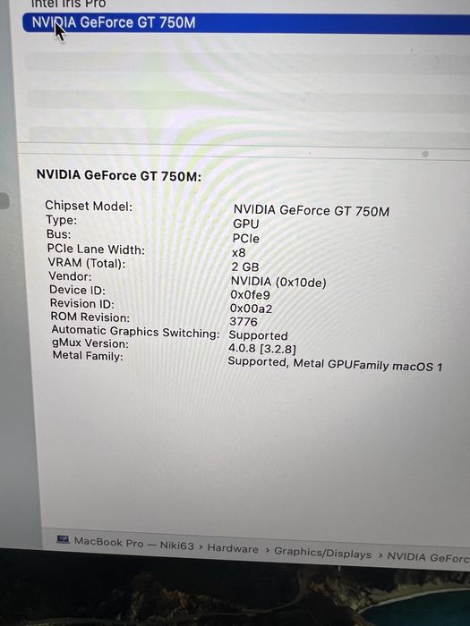 Macbook pro 15 Retina  500gb Ssd