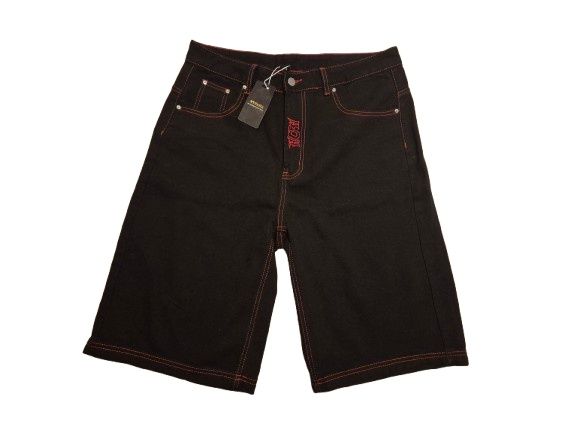 Pantaloni scurți baggy broderie roșie Y2K