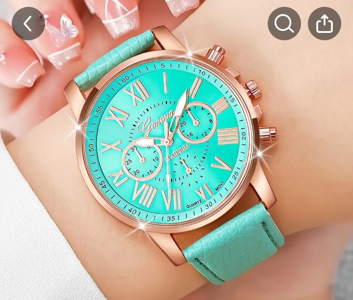 Комплект от часовник с кварцов механизъм с браслет от циркон с форма н