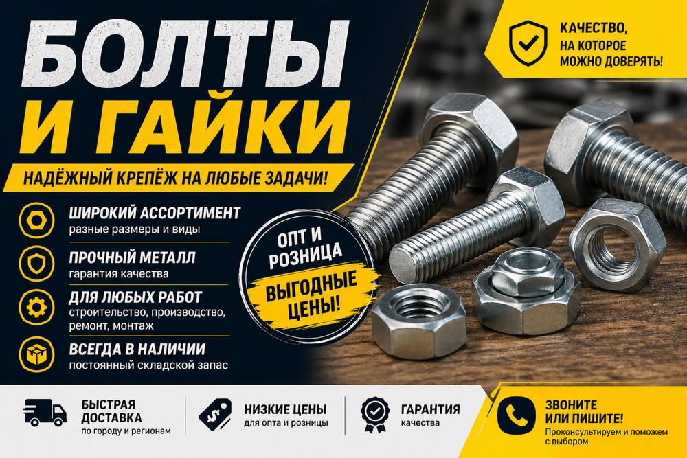 Болты и гайки недорого | Оптовые цены