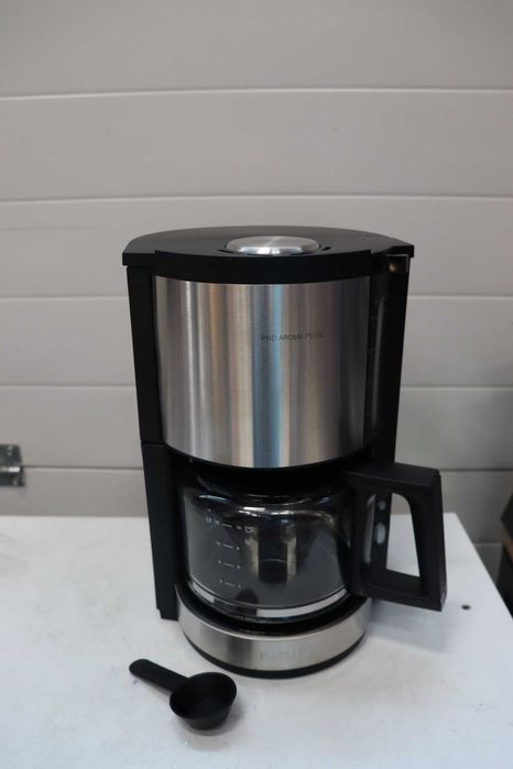 Кафемашина Krups KM321 Proaroma Plus Glass, 10 чаши, 1100 W, модерен дизайн, черна с апликация от неръждаема стомана [Енергиен клас B]