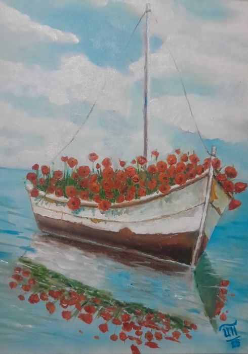 "Цветна лодка", маслени бои върху платно, 40/30см