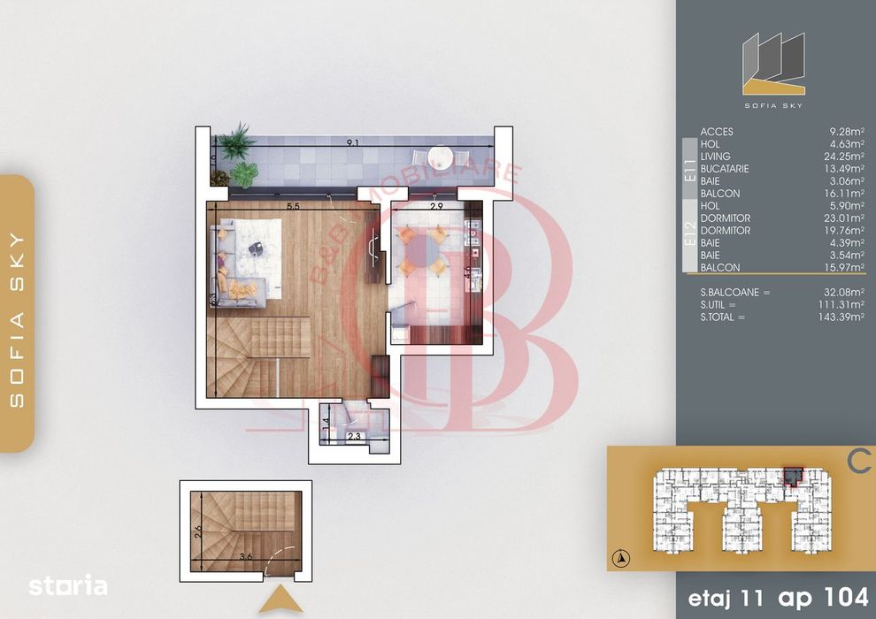 Duplex Finalizat 3 camere cu 3 bai+Parcare Gratuita
