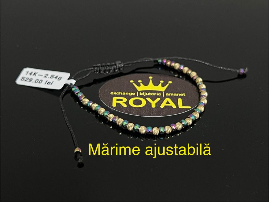 Bijuteria Royal CB : Bratara cu snur bile aur 14k 2,54 grame