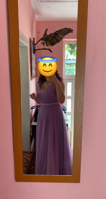 Rochie lungă, mov, cu crapatura
