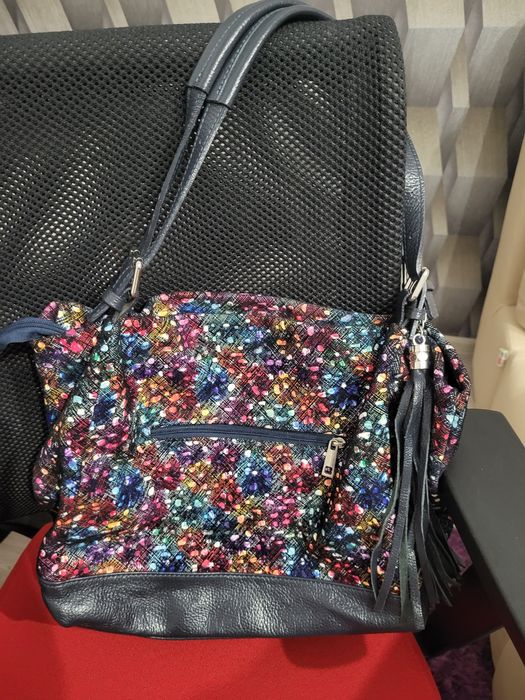 Geanta piele naturala, multicolora, firma Corvaris