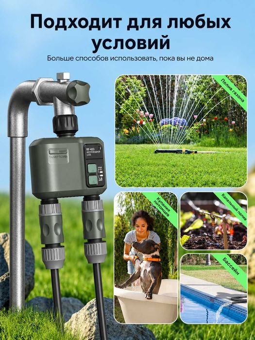 Умный таймер полива с Wi-Fi &RF-433 управлением, программатор орошения