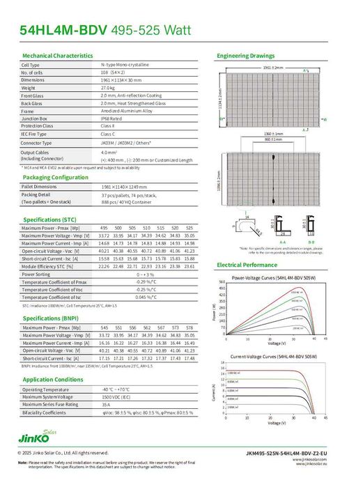 Panouri JINKO 510W N-Type bifaciale - 54HL4M-BDV