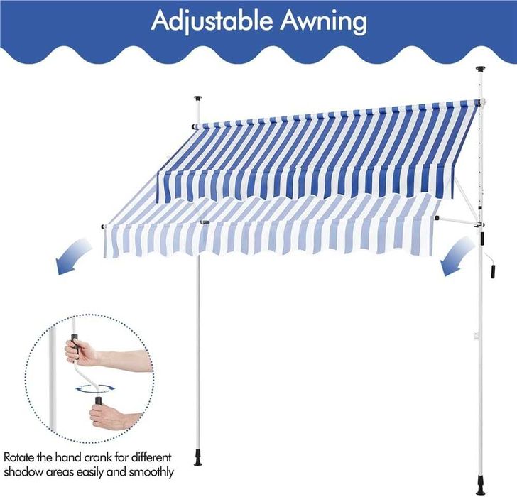 Copertina de balcon cu manivela retractabila, 250cm
