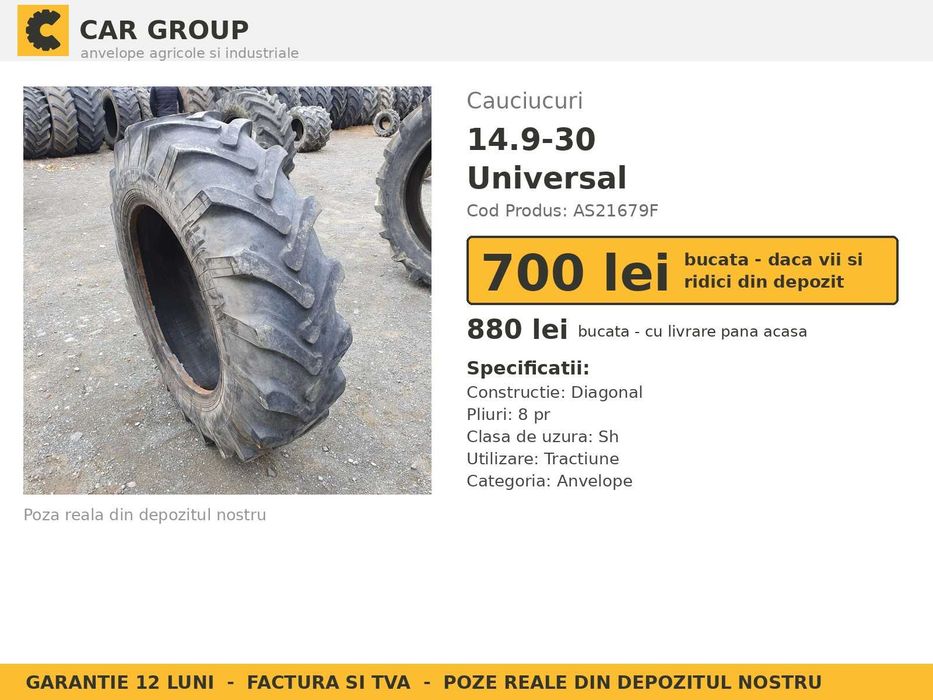 Cauciucuri Anvelope 14.9-30 14930 Universal Tractor SH VERIFICATA