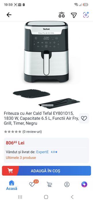 Air fryer tefal  and grill 2 in 1 Tefal ey801d15