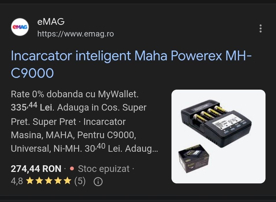 Incarcator acumulatori AA R6 profesional Powerex MH-C9000 baterii blit