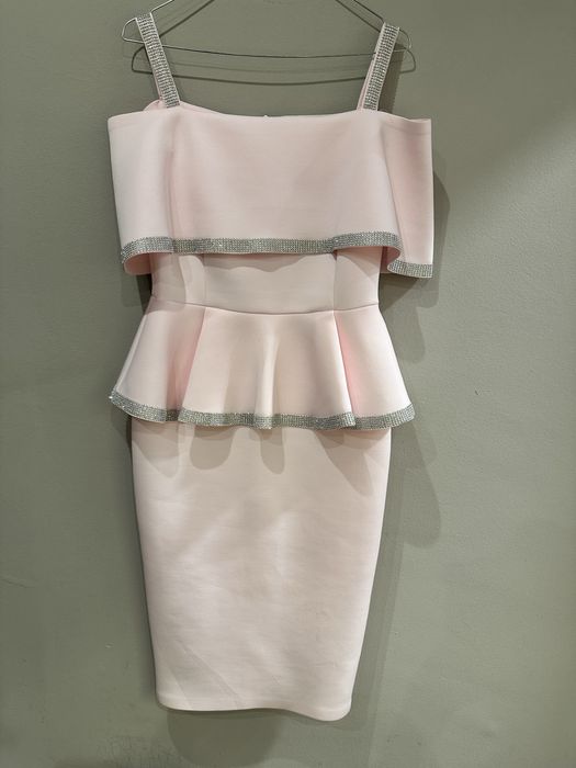 Идеална нежно розоваи сребриста рокля Catty fashion