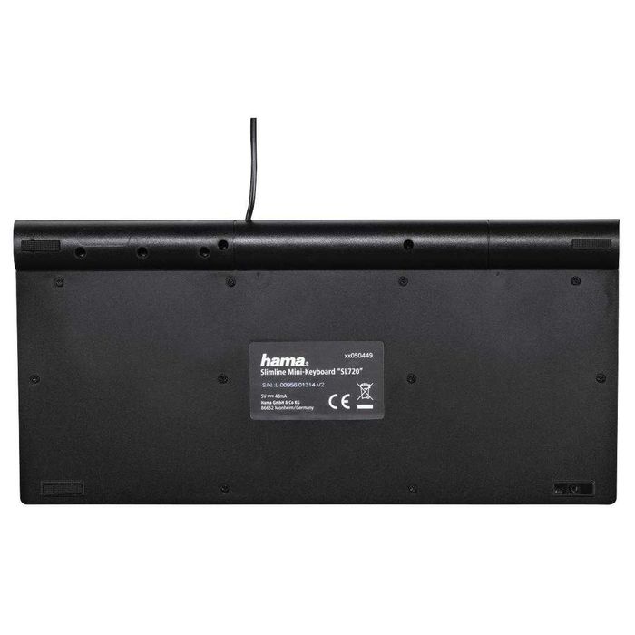 Компактна Клавиатура Hama Slimline SL720, Кирилица, Black, USB, 1,4m