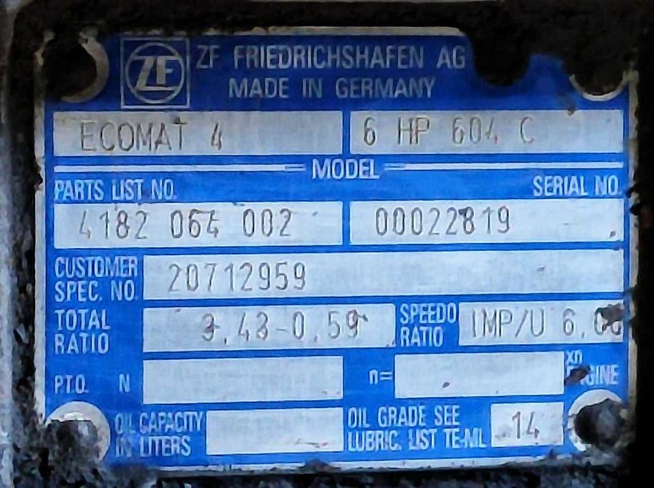 Cutie viteze ZF ECOMAT 6HP604C autobus Volvo BUS-Piese de schimb Volvo