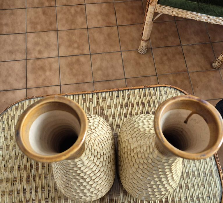 Set 2 vaze decorative mari din ceramica texturata / vaze podea