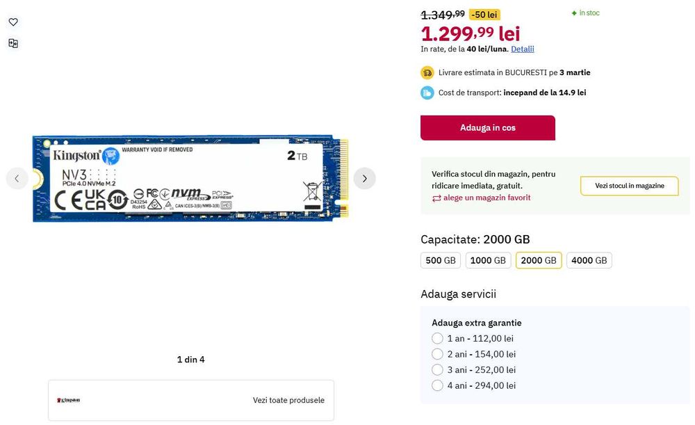 Solid-State Drive (SSD) KINGSTON NV3, 2TB, PCI-Express 4.0 x4, M.2