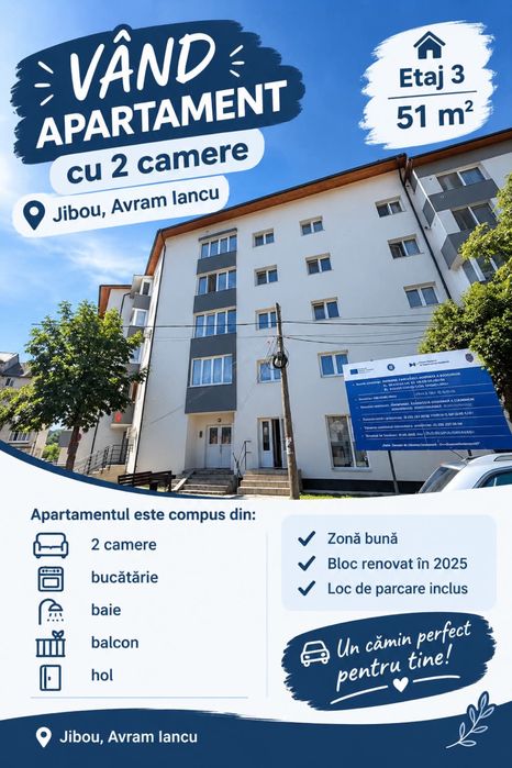 Apartament de vânzare in Jibou