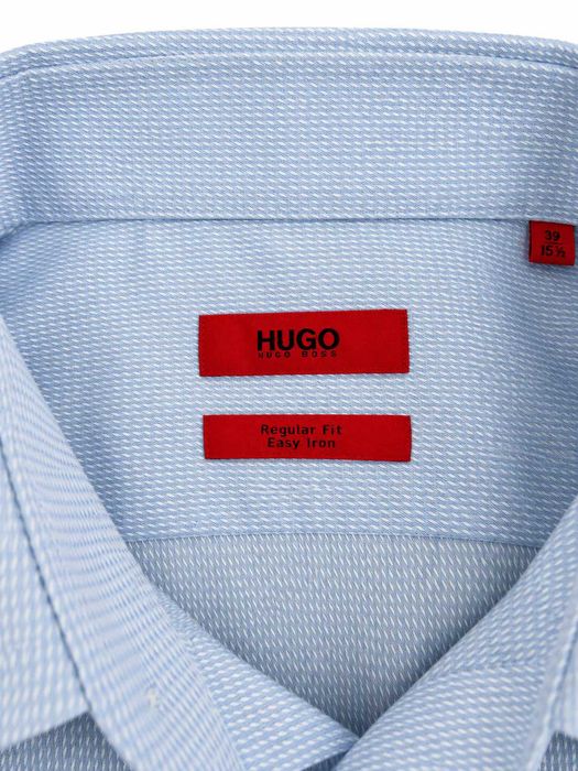 Cămașă bărbați HUGO Hugo Boss Regular Fit Easy Iron albastru deschis cu microprint Mărimea M