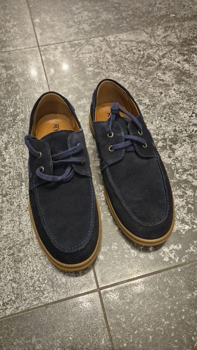 Pantofi piele întoarsă culoare albastu