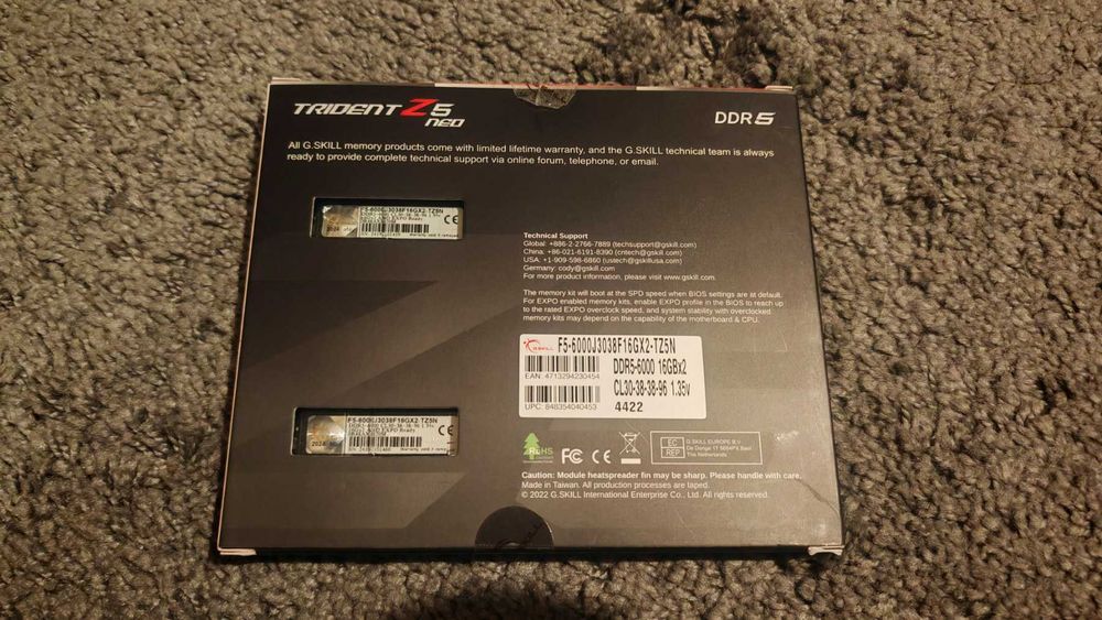 Рам памет G.SKILL Trident Z5 32GB (2x16GB) DDR5 6000MHz CL30