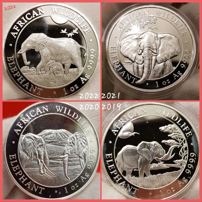 Somalia Elefantul si Leopardul 2011-2025 monede lingou argint 999