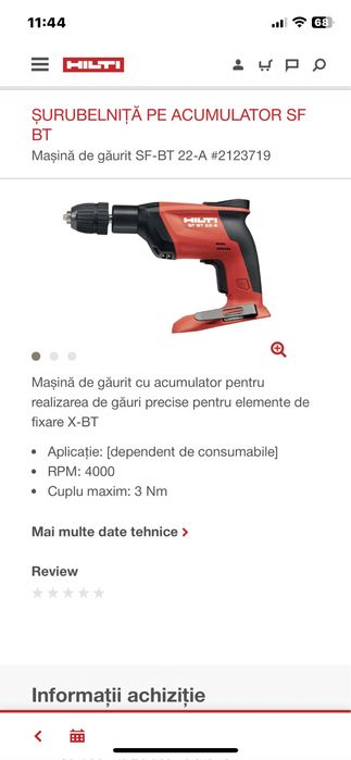 Filetante Hilti SF BT-A22/SF 2-A12 /ST 1800-A22-Noi