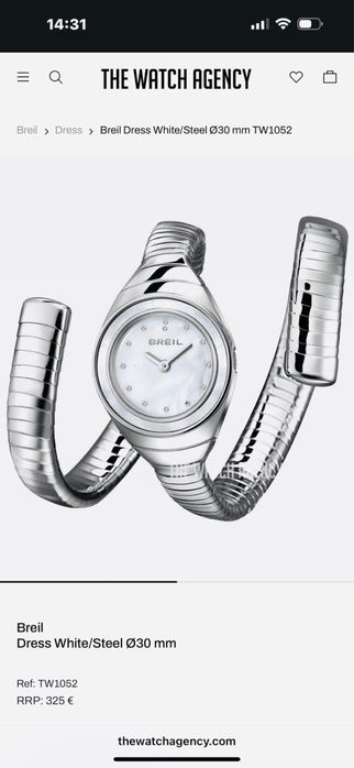 Ceas de dama Breil , elegant , argintiu , din otel inoxidabil , Nou !