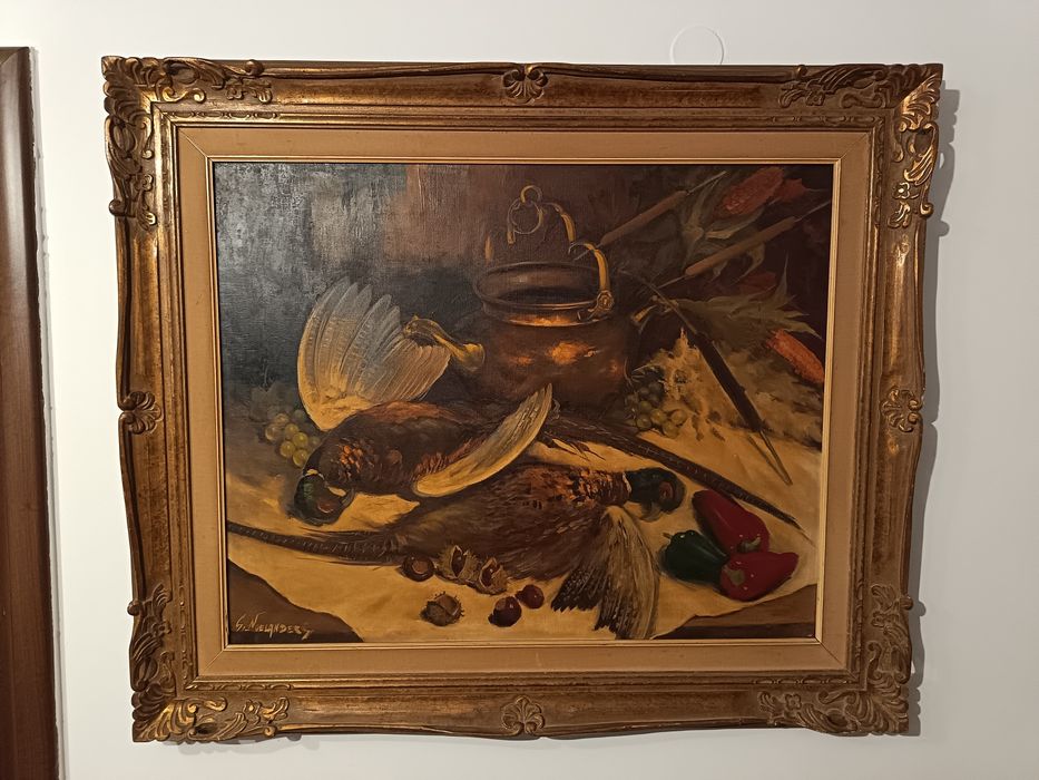 Tablou pictura in ulei pe panza semnat G. Noelanders - natură moartă