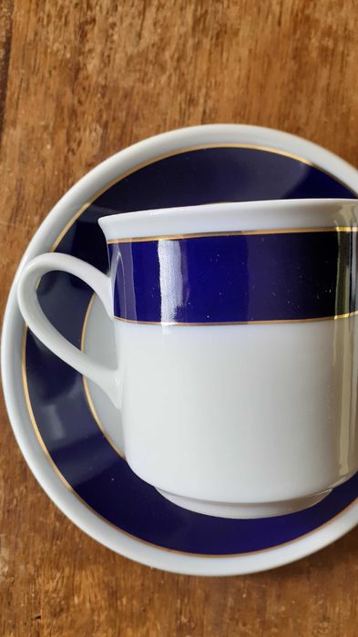 сервиз за кафе Чешки порцелан антика завод LEANDER, фин бежов порцелан