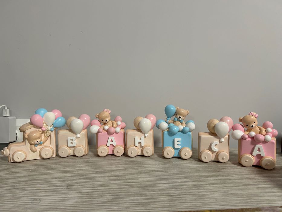 Кубчета с имена и гипсови фигурки - Влакче