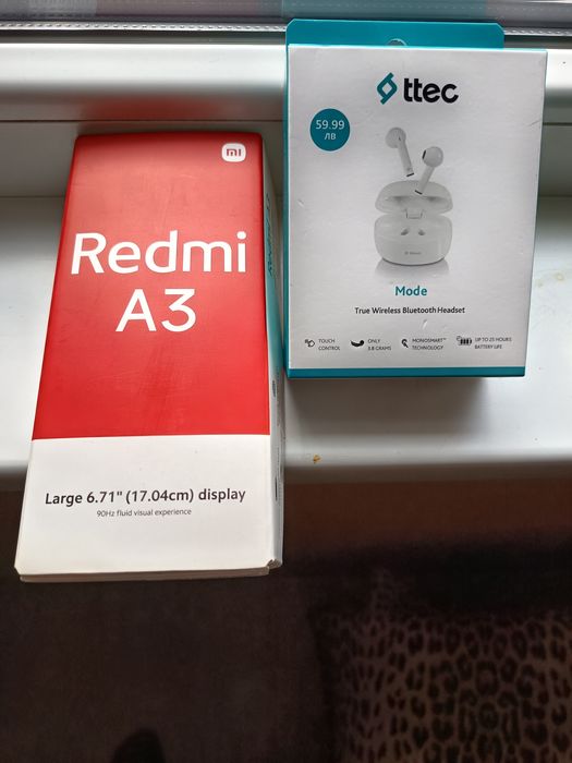 Redmi A3 чисто нов с подарък слушалки 65 евро