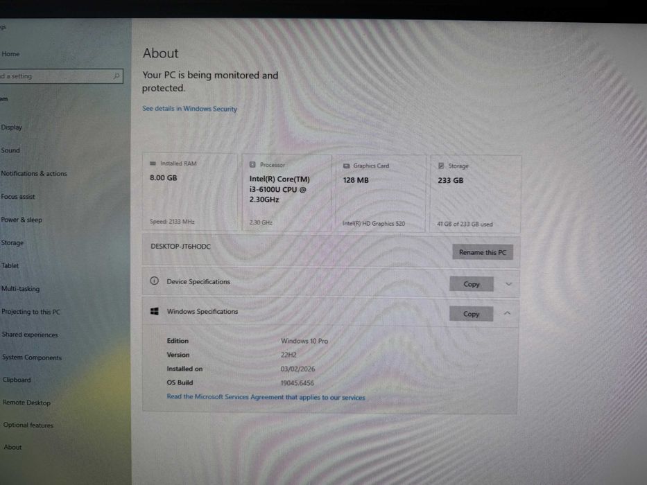 Intel NUC6i3SYH NUC i3-6100U 8GB RAM 256GB SSD Лиценз Windows 10 Pro