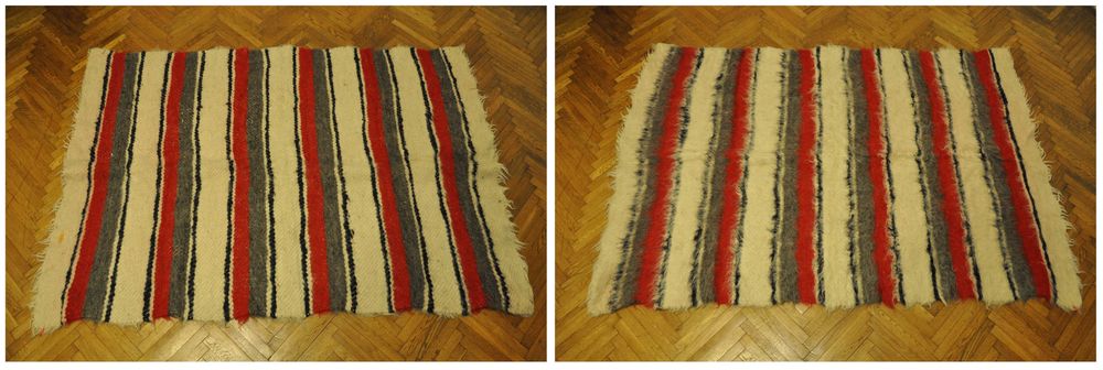 Set 3 covoare de lana, covor lana lucrat manual, in valiza vintage