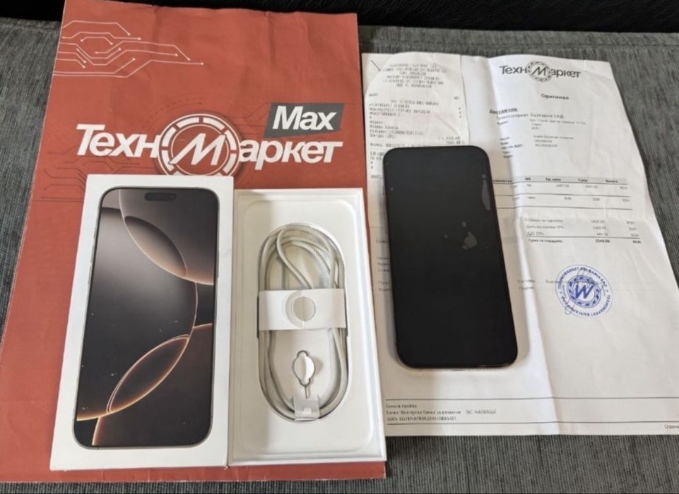КАТО НОВ 256GB iPhone 16 Pro Max Гаранция Техномаркет 2026г. Desert