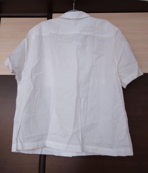 Нова бяла мъжка риза H&M  къс ръкав ХЛ лен