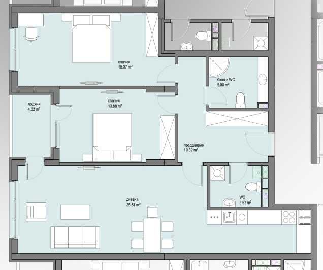 Продава се Тристаен апартамент в София, Малинова долина - 125 кв.м за 1955 €/кв.м - Снимка #2