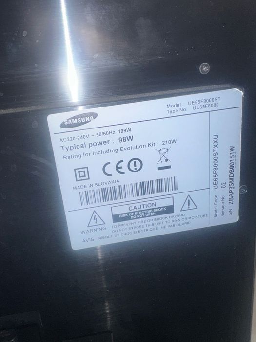 TV Samsung UE65F8000ST display spart