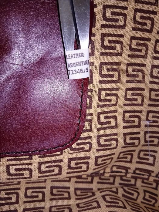 Geantă de mână din piele naturală roșu vin - Geantă messenger Boss