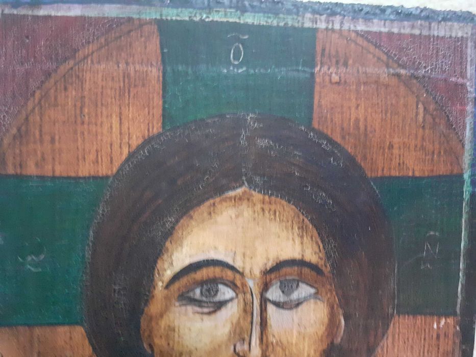 icoana veche Isus Maica Domnului pictura pe lemn