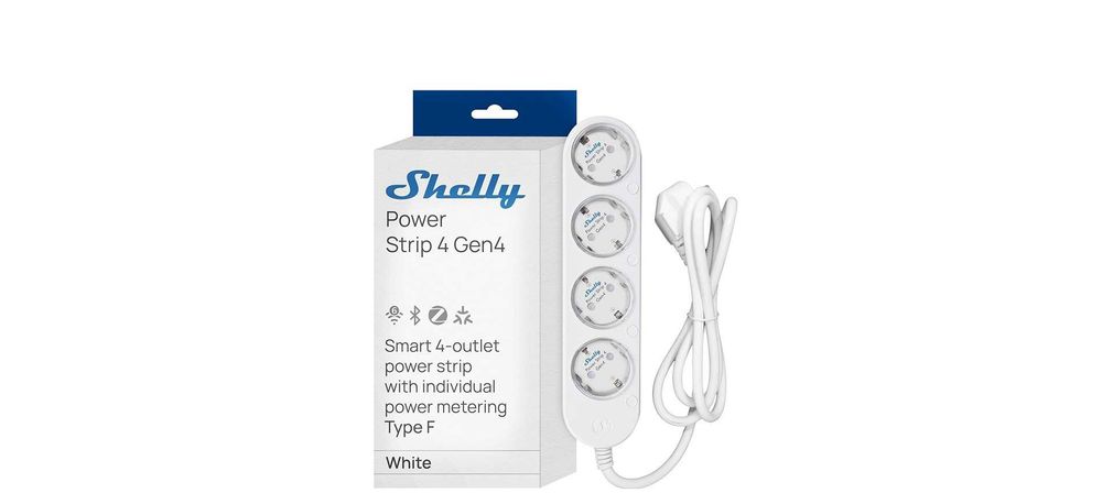Shelly Power Strip 4 Gen4 – Смарт Разклонител 4×12A